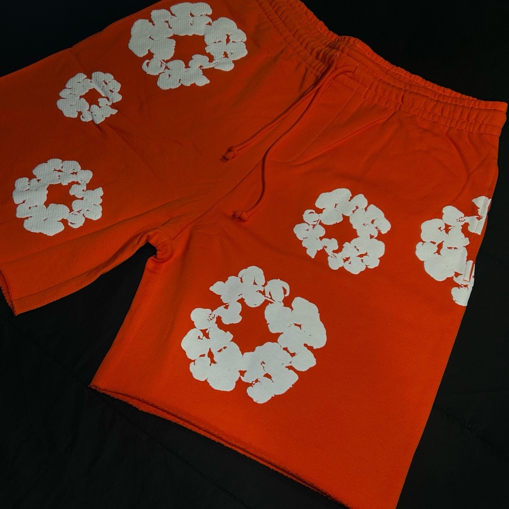 Men's Orange Floral Print Casual Shorts